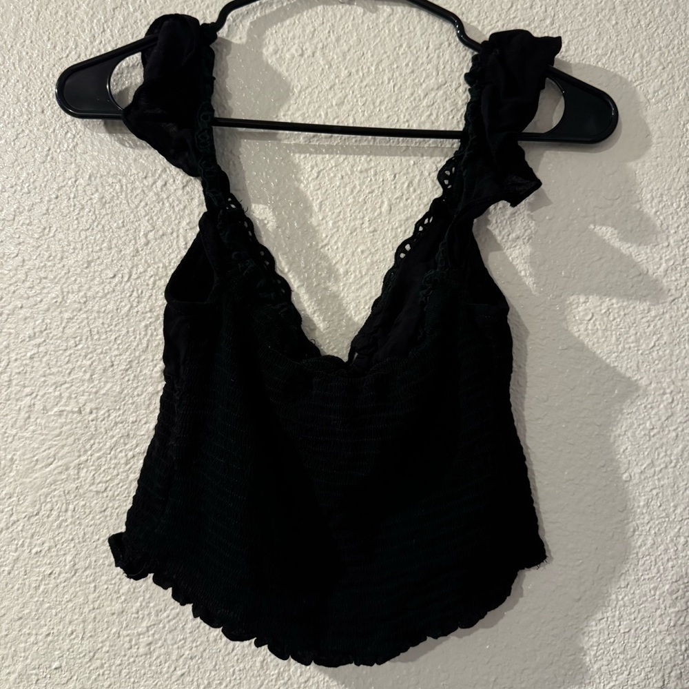 Princess Polly Black Ruffled Crop Top - Picture 2 of 2